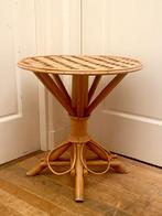 Vintage Midcentury jaren 60 rotan bijzettafeltje, Overige materialen, Minder dan 55 cm, Gebruikt, Rond
