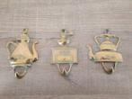 3 Art Nouveau antieke Italiaanse koperen handdoekhaken €35, Antiek en Kunst, Ophalen of Verzenden, Koper