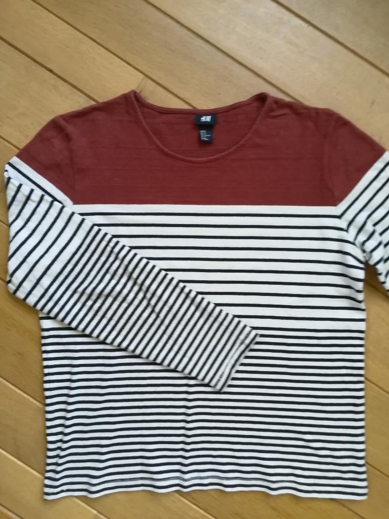 H&M trui blauw ecru streep roest bruin maat M, Maat 38/40 (M), H&M, Blauw, Ophalen of Verzenden