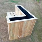 Houttan Hoekbank met geïntegreerde plantenbak, Tuin en Terras, Ophalen, 100 cm of meer, Nieuw, Tuin