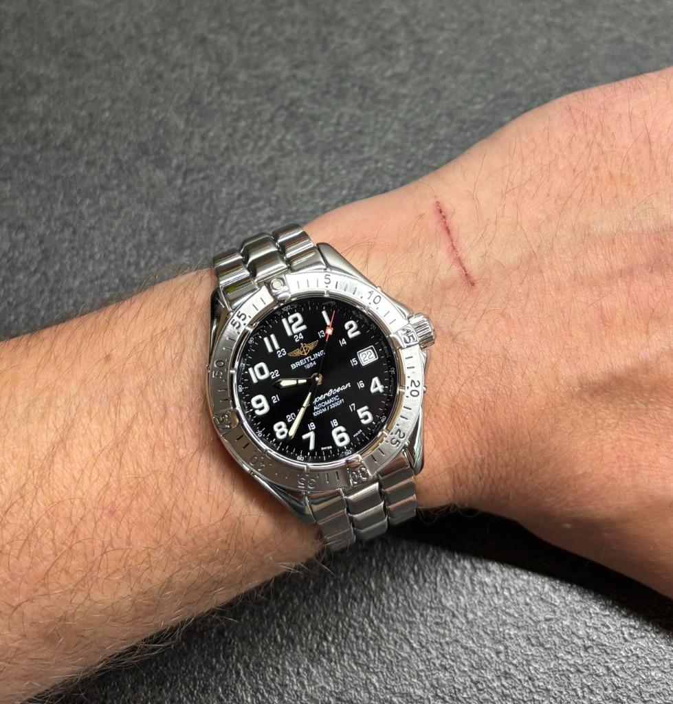 Breitling Superocean A17340 heren horloge 42mm stalen band, Staal, Breitling, Polshorloge, Postbus163