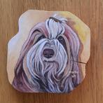 Bruine Bearded Collie op houten schijf., Ophalen of Verzenden, Nieuw