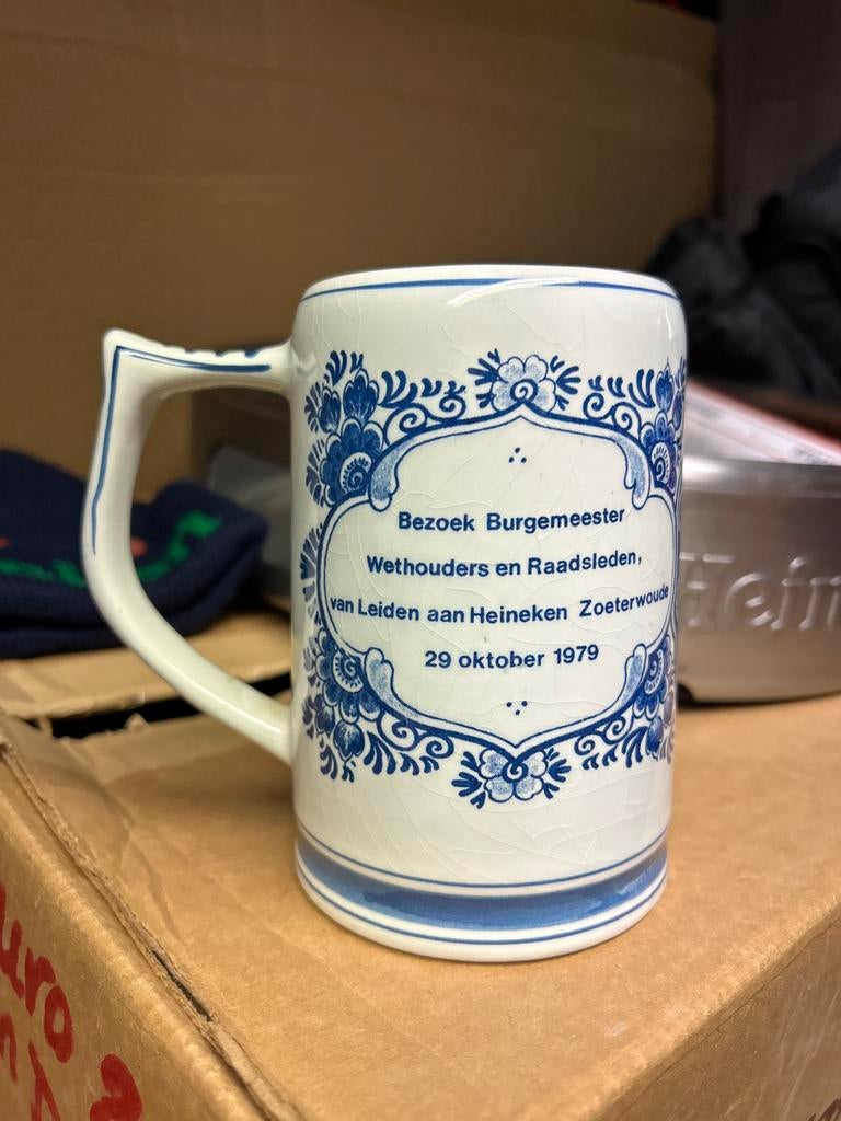 Delfts blauwe Heineken pul uit 1979 dubbeldruk, Ophalen