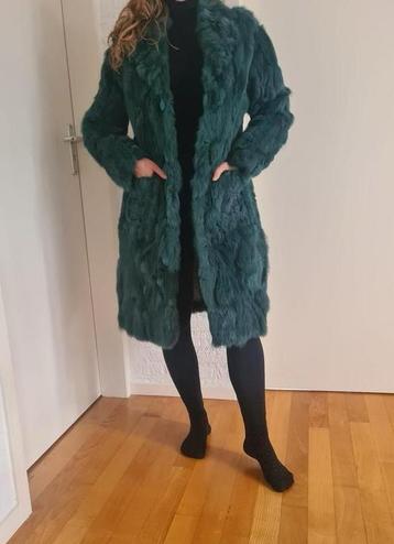 Muchacha bontjas konijnenbont lang model groen mt. 38/40 M beschikbaar voor biedingen