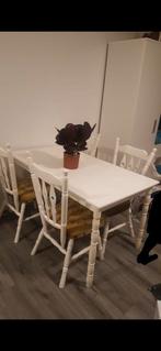 Mooie witte eetset, Huis en Inrichting, Complete eetkamers, Ophalen of Verzenden, Gebruikt, 4 tot 6 stoelen
