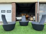 Bankstel Montis Baku design bank zwart/grijs leer+ fauteuils, Ophalen, Geen, Geen, Design