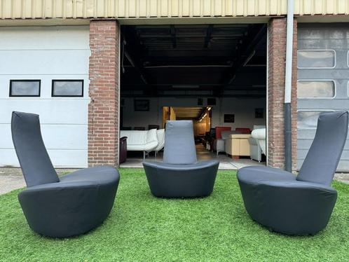 Bankstel Montis Baku design bank zwart/grijs leer+ fauteuils, Huis en Inrichting, Fauteuils, Zo goed als nieuw, Hout, Leer, Stof