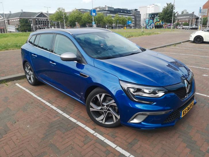 Renault Mégane 1.6 GT Turbo 205 EDC Estate 2016 Blauw, Auto's, Renault, Particulier, Mégane, ABS, Achteruitrijcamera, Adaptive Cruise Control