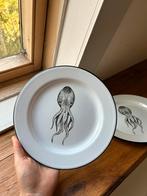 2 Hema Emaille bordjes octopus, Huis en Inrichting, Overige materialen, Gebruikt, Ophalen of Verzenden, Bord(en)