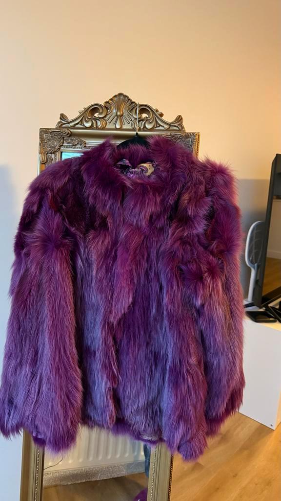 Vintage Arctic Fox Bontjas - Paars - Maat S, Kleding | Dames, Jassen | Winter, Gedragen, Maat 36 (S), Paars, Ophalen of Verzenden
