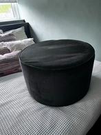 Zwarte Poef, Ophalen, Rond, Zo goed als nieuw, Stof