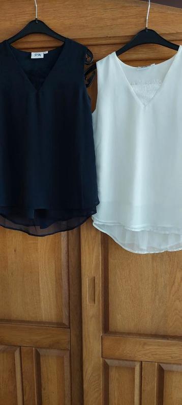 2 topjes donkerblauw en crème gevoerd nieuw, 2 in 1 koop beschikbaar voor biedingen