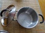 2 pannen en een steelpan van HEMA, Gebruikt, Pannenset, Ophalen of Verzenden, Rvs
