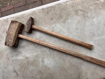 Houten hamer + metalen hamer (groot formaat) beschikbaar voor biedingen
