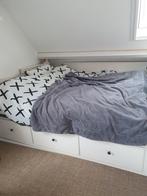 Hemnes Ikea  bedbank met 3 lades 80x200, Ophalen, Gebruikt, Wit, Tweepersoons