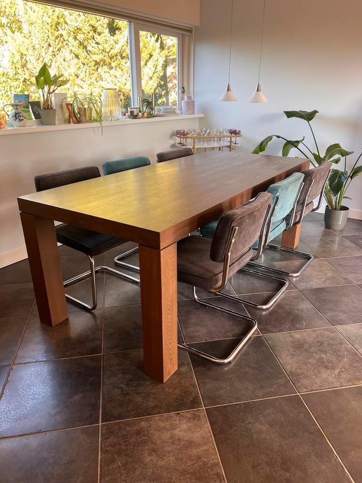 6 comfortabele eetkamerstoelen retro/industrieel stijl, Huis en Inrichting, Stoelen, Gebruikt, Vijf, Zes of meer stoelen, Stof