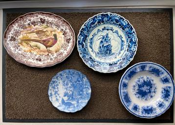 4 Delfts Blauwe Borden/Schalen - Onbeschadigd beschikbaar voor biedingen