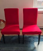 2 Rode IKEA Eetkamerstoelen met wasbare hoezen, Huis en Inrichting, Ophalen