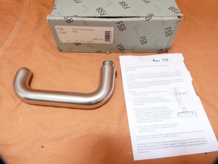 FSB deurkruk 1146 halve deurklink RVS mat Lochteil Edelstahl, Doe-het-zelf en Verbouw, Hang- en Sluitwerk, Nieuw, Klink of Kruk