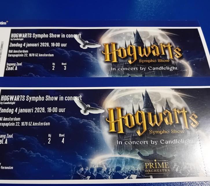 2 tickets HOGWARTS sympho show in concert, Tickets en Kaartjes, Concerten | Nederlandstalig, Twee personen, Januari