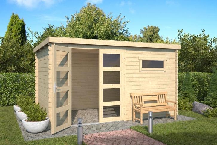 Blokhut Timian 380x230 Onbehandeld vuren, Hobby en Vrije tijd, Overige Hobby en Vrije tijd, Nieuw, Verzenden