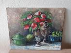 Olieverf schilderij stil leven bloemen vaas Fruit., Antiek en Kunst, Kunst | Schilderijen | Klassiek, Ophalen