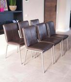 4/6 bruin leder Henders & Hazel Dafur design eetkamerstoelen, Ophalen, Dafur, Bruin, Henders en Hazel