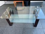 Glazen salontafel met houten poten, Huis en Inrichting, Tafels | Salontafels, Ophalen