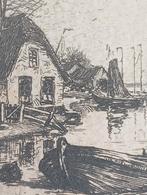 Oskar Paul Matthes Ets Nederlands dorpsgezicht 1900-1910, Antiek en Kunst, Kunst | Etsen en Gravures, Verzenden