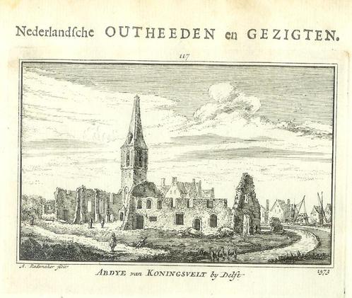 Delft oude prent stad serie 18e eeuws Kabinet Oudheden 19x, Antiek en Kunst, Kunst | Etsen en Gravures, Ophalen of Verzenden