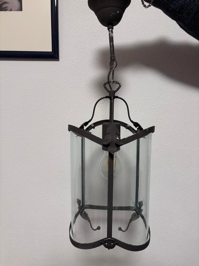 Venetiaanse style hanglamp met glas van Massive., Huis en Inrichting, Lampen | Hanglampen, Gebruikt, Minder dan 50 cm, Glas, Ophalen of Verzenden