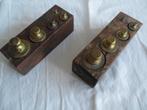 gewichten koper in houten blok (evt. 2 sets), Ophalen of Verzenden, Koper