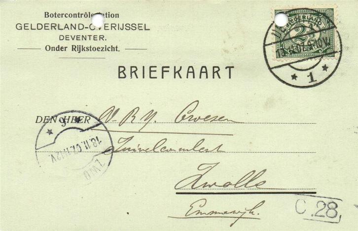 Botercontrolestation Gelderland-Overijssel, Deventer - 11.19, Postzegels en Munten, Brieven en Enveloppen | Nederland, Briefkaart