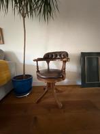 Vintage draaistoel van leer, Huis en Inrichting, Stoelen, Ophalen, Gebruikt, Bruin, Leer