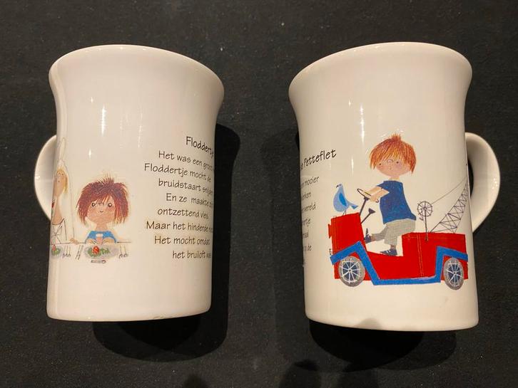 Pluk van de Petteflet en Floddertje Douwe Egberts Mokken Set, Huis en Inrichting, Keuken | Servies, Gebruikt, Kop(pen) en/of Schotel(s)
