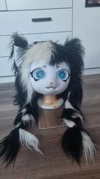 Zwart witte kat fursuit furry hoofd, Ophalen