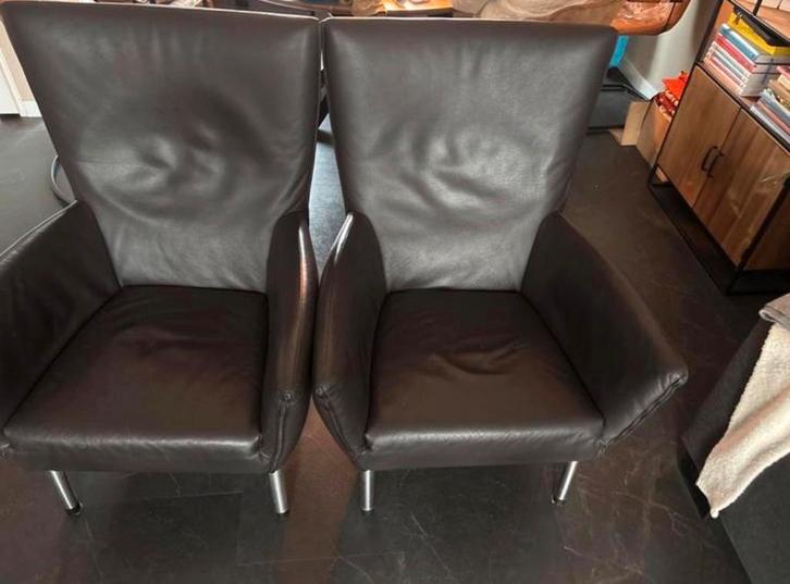 2 Foxx Fauteuils van Gerard van den Berg donker bruin, Huis en Inrichting, Fauteuils, Gebruikt, Leer, 75 tot 100 cm, Ophalen