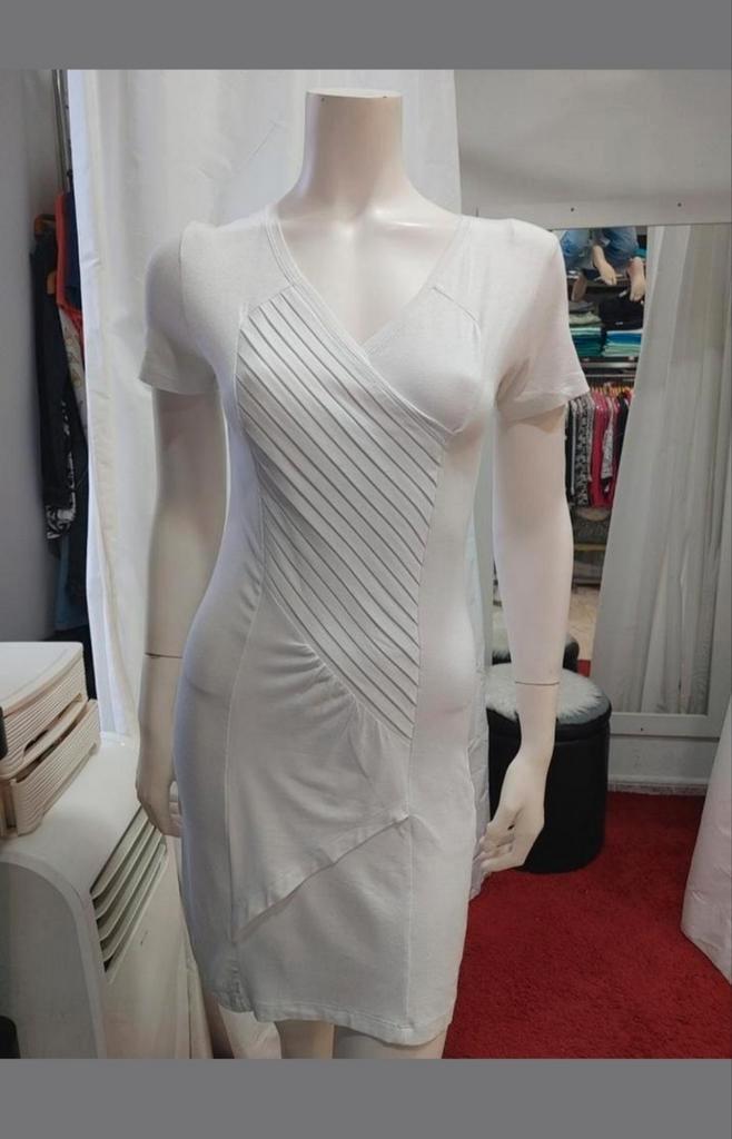 Nieuw! Gedrapeerde mooi zomer jurk van Loca, L42 stretch, Kleding | Dames, Jurken, Nieuw, Maat 42/44 (L), Wit, Boven de knie, Ophalen of Verzenden