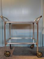 Vintage goudkleurige barcart Carefree serveerwagen messing, Gebruikt, 50 tot 100 cm, Mid century modern, Ophalen of Verzenden