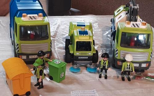 6109 glaswagen, 6110 vuilniswagen, 6112 veegwagen, Kinderen en Baby's, Speelgoed | Playmobil, Zo goed als nieuw, Complete set