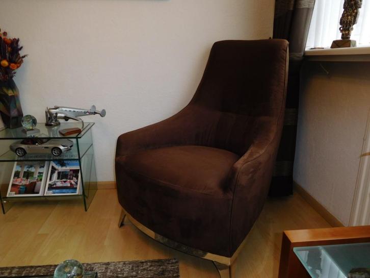 Chateau D'ax fauteuils , bruin velours, Huis en Inrichting, Fauteuils, Zo goed als nieuw, Metaal, Stof, 50 tot 75 cm, 75 tot 100 cm