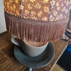 Retro, bruine lampenkap met franje, Ophalen of Verzenden