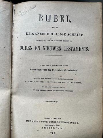 Bijbel uit 1919 - Nederlandsch Bijbelgenootschap beschikbaar voor biedingen