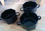 Vintage ARCOROC France zwarte 8 hoekige soepkommen 3 stuks, Overige materialen, Gebruikt, Overige typen, Ophalen of Verzenden