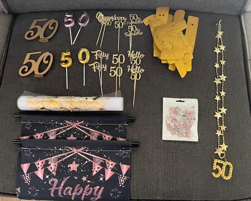 50 jaar versiering/ Sarah, Hobby en Vrije tijd, Feestartikelen, Zo goed als nieuw, Versiering, Verjaardag, Ophalen of Verzenden