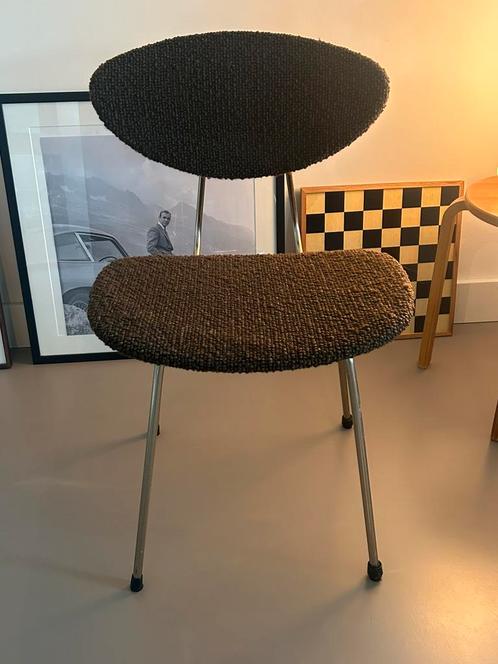 Vintage retro design stoel jaren ’50/’60, Huis en Inrichting, Stoelen, Zo goed als nieuw, Eén, Stof, Bruin, Ophalen