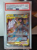 PSA 9 Reshiram & Zekrom GX 157/236 Cosmic Eclipse, Ophalen of Verzenden, Nieuw, Losse kaart, Foil
