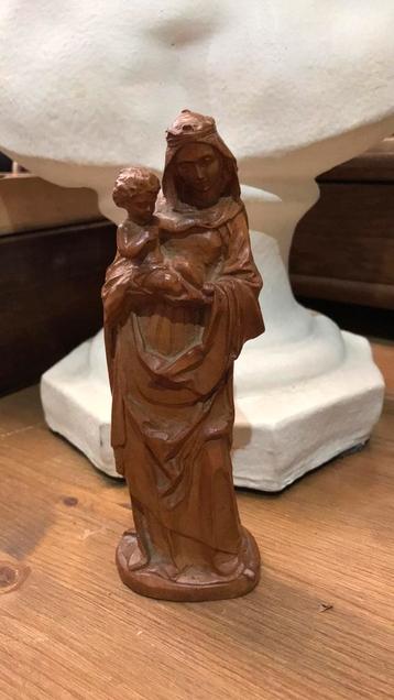 Antiek houten Maria beeldje  beschikbaar voor biedingen