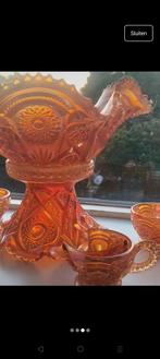 Vintage carnival marigold glass punch, Antiek en Kunst, Antiek | Glas en Kristal, Ophalen