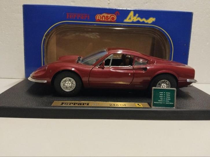 Ferrari 246 GT Dino dark red 1972 Anson metal 1:18 KRD, Hobby en Vrije tijd, Modelauto's | 1:18, Zo goed als nieuw, Auto, Anson
